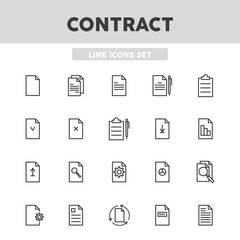 Contracts simple set line icons. Files, papers, contracts and etc. Vector illustration symbol elements for web design.