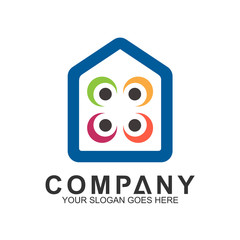 Happy Family House Logo, Housing Community, Logo House Care,  Home People, We Care Logo, Charity Symbols