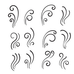 hand drawn Aromas vaporize icons. Smells vector line icon set, hot aroma, stink or cooking steam symbols, smelling or vapor, smoking or odors signs
