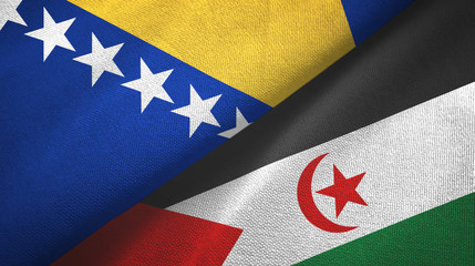 Bosnia and Herzegovina and Western Sahara two flags textile cloth