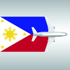 Plane and flag of Philippines. Travel concept for design