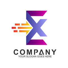 EX logo, letter E and letter X with fast movement shape, express icon,delivery service logo