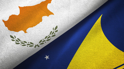 Cyprus and Tokelau two flags textile cloth, fabric texture