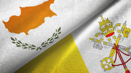 Cyprus and Vatican two flags textile cloth, fabric texture