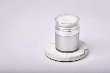 Face cleanser, Cosmetics foam pump bottle containers packaging isolated on white background, Blank label for branding mock-up, Skincare beauty product concept.