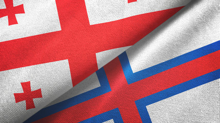 Georgia and Faroe Islands two flags textile cloth, fabric texture