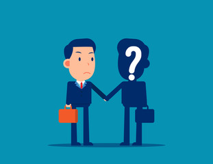Fototapeta na wymiar Shaking and agreement with anonymous person. Business deal concept. Flat cartoon vector illustration design
