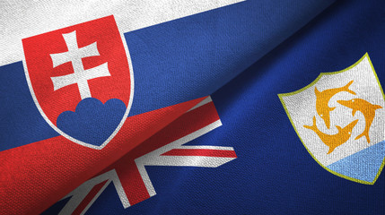 Slovakia and Anguilla two flags textile cloth, fabric texture