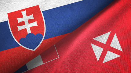 Slovakia and Wallis and Futuna two flags textile cloth, fabric texture