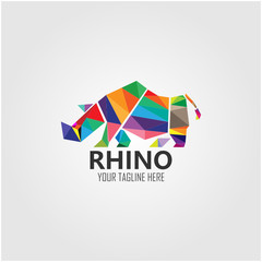 Rhino Low Poly Logo Icon Symbol . Triangle Geometric Rhino Polygon Wild life