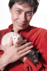 portrait of a woman with rats