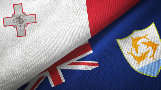 Malta and Anguilla two flags textile cloth, fabric texture