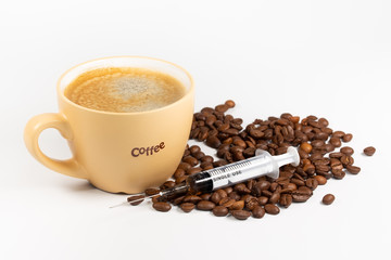 Coffee addiction, concept