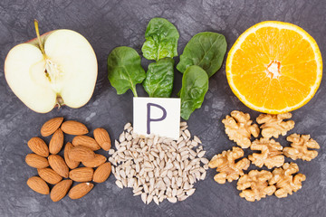 Obraz na płótnie Canvas Healthy nutritious food as minerals, vitamin P and dietary fiber