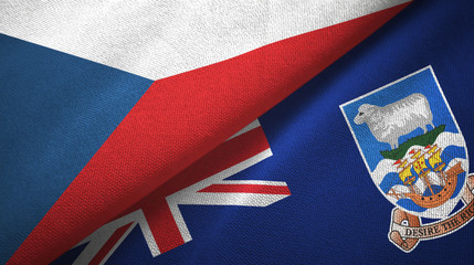 Czech and Falkland Islands two flags textile cloth, fabric texture