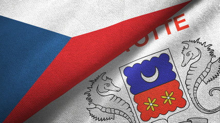Czech and Mayotte two flags textile cloth, fabric texture