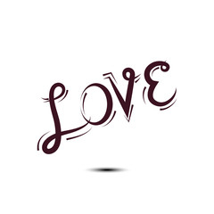 Love text. Calligraphic Lettering. Valentine's day greeting card template. Vector illustration.