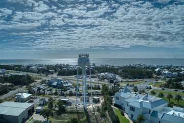 Obraz premium Filtered Aerial View of Inlet Beach, Florida on a Beautiful Afternoon