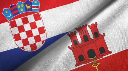 Croatia and Gibraltar two flags textile cloth, fabric texture