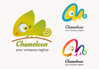 collection of chameleon logo mascot for business and company with different style © yisar