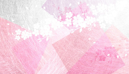 透明感のある和紙を背景にした桜