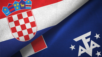 Croatia and French Southern and Antarctic Lands two flags textile cloth