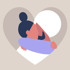 A couple of young adults hugging each other, affectionate partners, Saint Valentine day