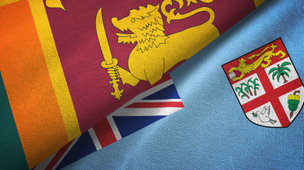 Sri Lanka and Fiji two flags textile cloth, fabric texture