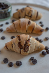 home made croissant filled with chocolate on a plate