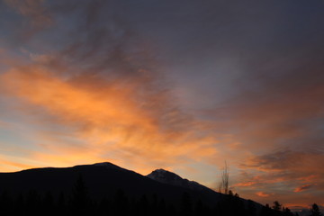 Fototapeta premium October Fire Over The Mountains, Jasper National Park, Alberta