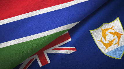 Gambia and Anguilla two flags textile cloth, fabric texture