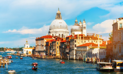 Fototapeta premium View of Grand Canal and Basilica Santa Maria della Salute in Venice, Italy