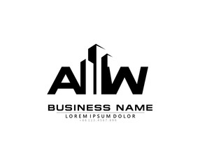 A W AW Initial building logo concept