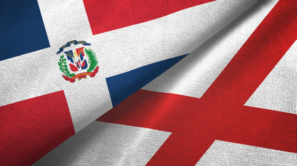Dominican Republic and Northern Ireland two flags textile cloth, fabric texture