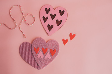 valentine background .pink heart paper flatlay decor for wedding invitation card and love anivesary.