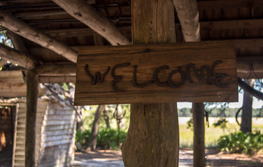 Welcome sign post