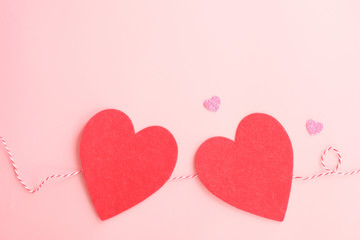 valentine background .pink heart paper flatlay decor for wedding invitation card and love anivesary.