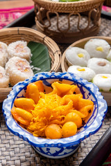 Traditional Thai desserts ( Thongyod ),Thai desserts that are sweet.