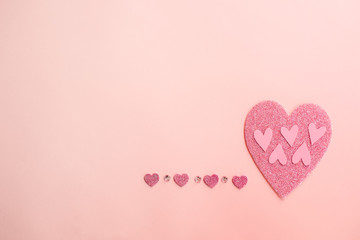 valentine background .pink heart paper flatlay decor for wedding invitation card and love anivesary.