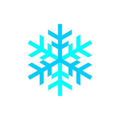 Blue snowflake icon vector on white background.