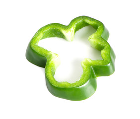green bell pepper slice an isolated on white background