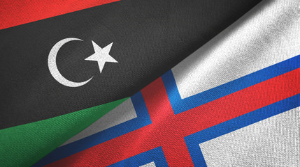 Libya and Faroe Islands two flags textile cloth, fabric texture
