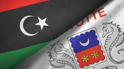 Libya and Mayotte two flags textile cloth, fabric texture
