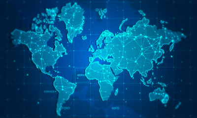 Weltkarte Nachrichten Unternehmenshintergrund. Abstraktes Geschäftsnetzwerk-Präsentationskonzept. © StudioProX