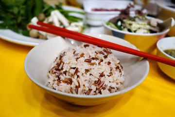 Bowl of rice main carb of asian people