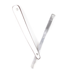 Dangerous razor for cutting hair isolated on a white background