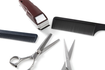 Hair clipper and comb and scissors