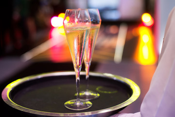 champagne or white wine service in party