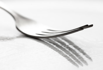 Photo of a fork with shadow
