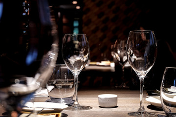 empty glasses on fine dinnig table decoration